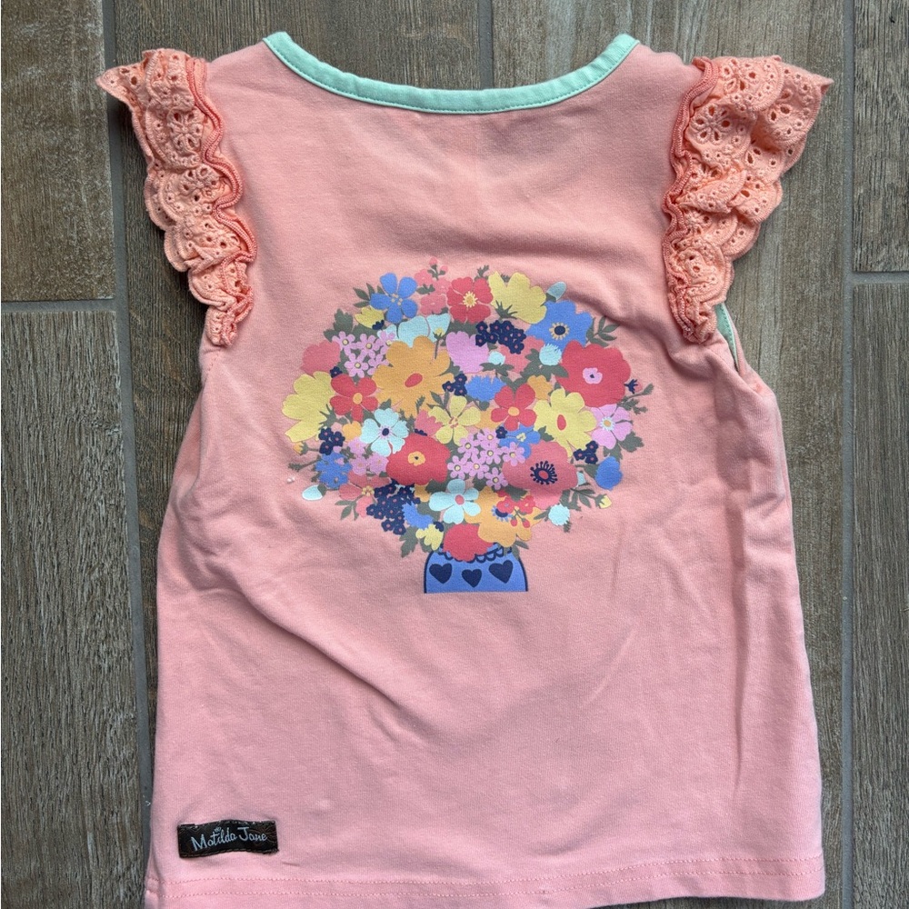 Girls' Matilda Jane Floral Graphic Top and Striped Shorts Set Size 4 - Picture 2 of 12